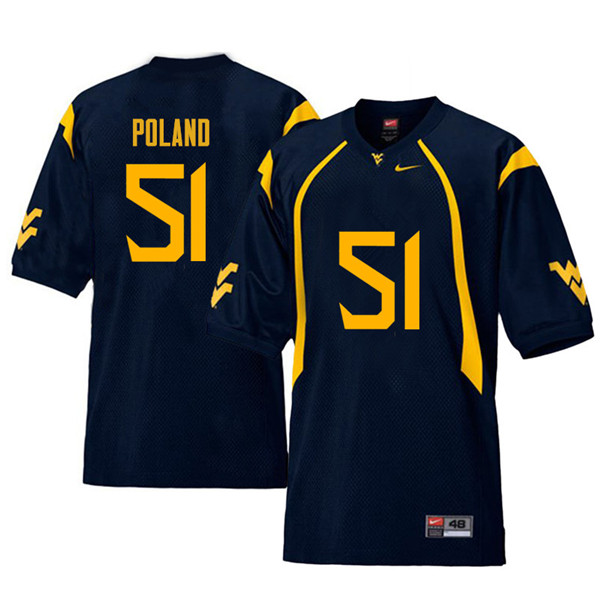 Men #51 Kyle Poland West Virginia Mountaineers Retro College Football Jerseys Sale-Navy - Click Image to Close